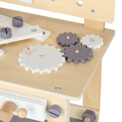 Wooden table tool work bench for children with tools DIY set handyman