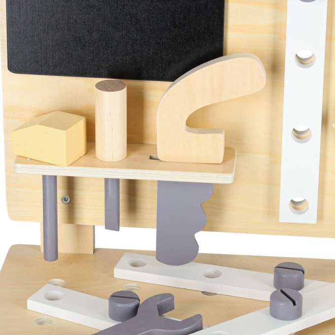 Wooden table tool work bench for children with tools DIY set handyman