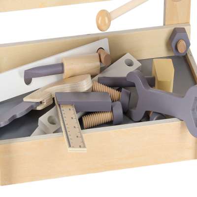 Wooden table tool work bench for children with tools DIY set handyman