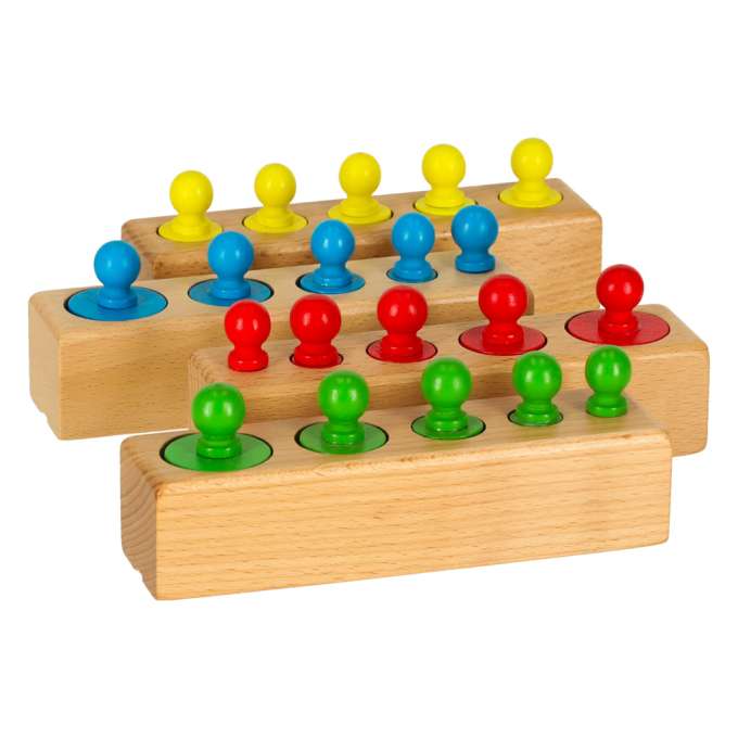 Montessori wooden cylinder weights colourful