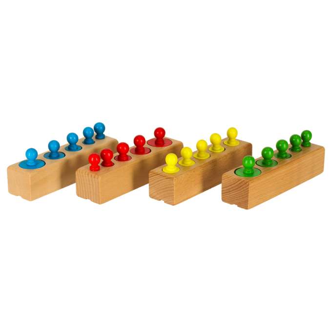 Montessori wooden cylinder weights colourful