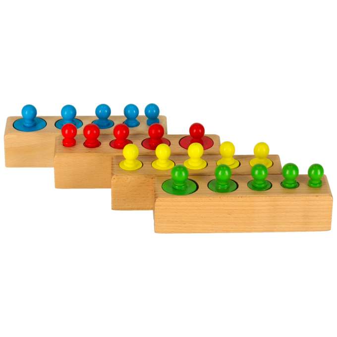 Montessori wooden cylinder weights colourful