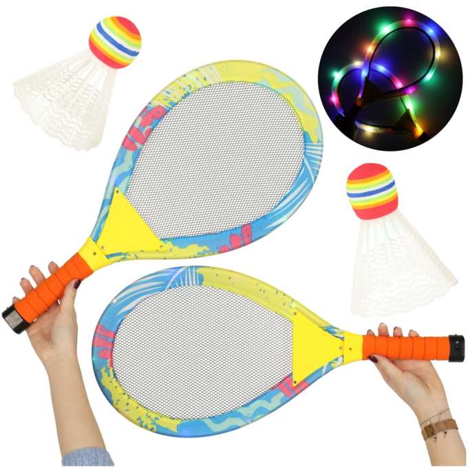 Tennis rackets LED glowing + shuttlecocks