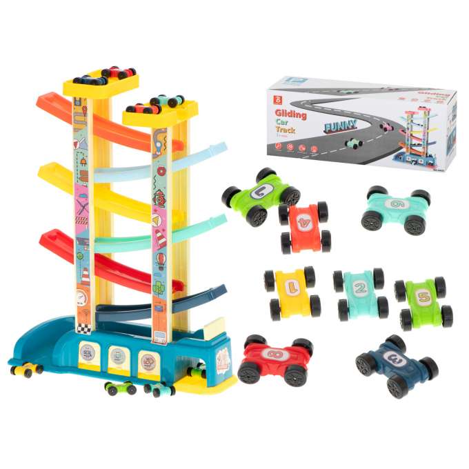 Car track racing slide + 8 cars