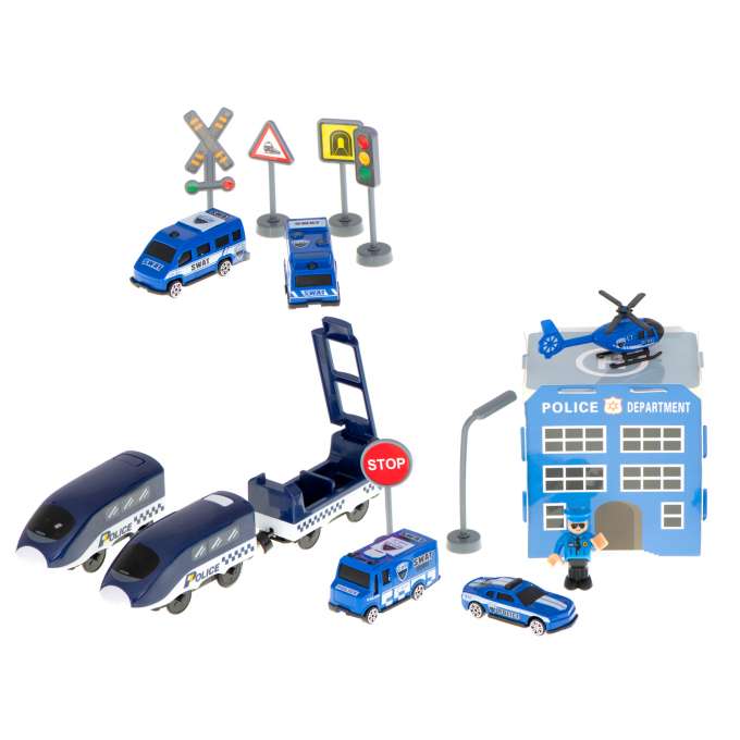 Electric train train police cars 92 elements ~300cm