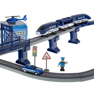 Kolejka elektryczna pociąg policja autka 92 elementy ~300cm 