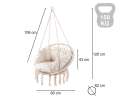 LUARO swing chair stork's nest with ecru cushion 80 cm 150 kg 6