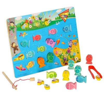 Montessori bee bee magnet wooden fishing game