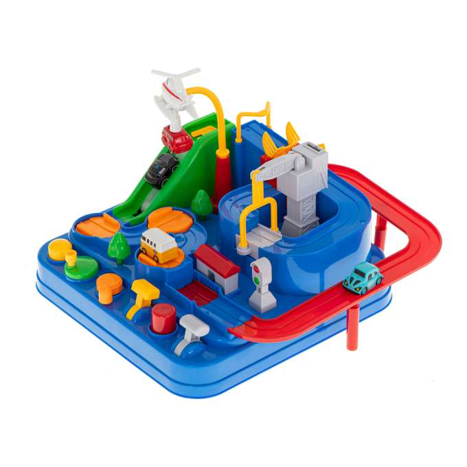 Obstacle course interactive parking lot racing 4 cars