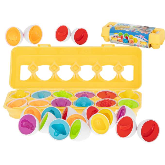 Puzzle egg blocks 12 pcs extruded Montessori fruits and vegetables