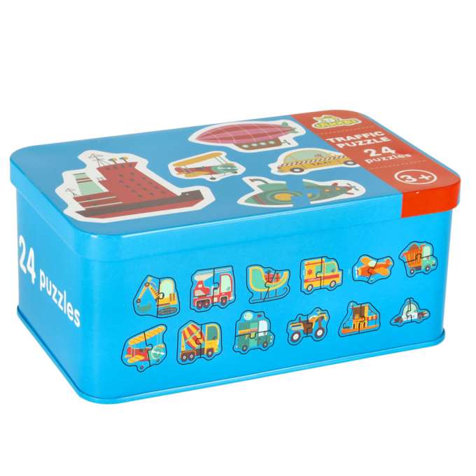 Puzzle in a can vehicles 24 puzzles