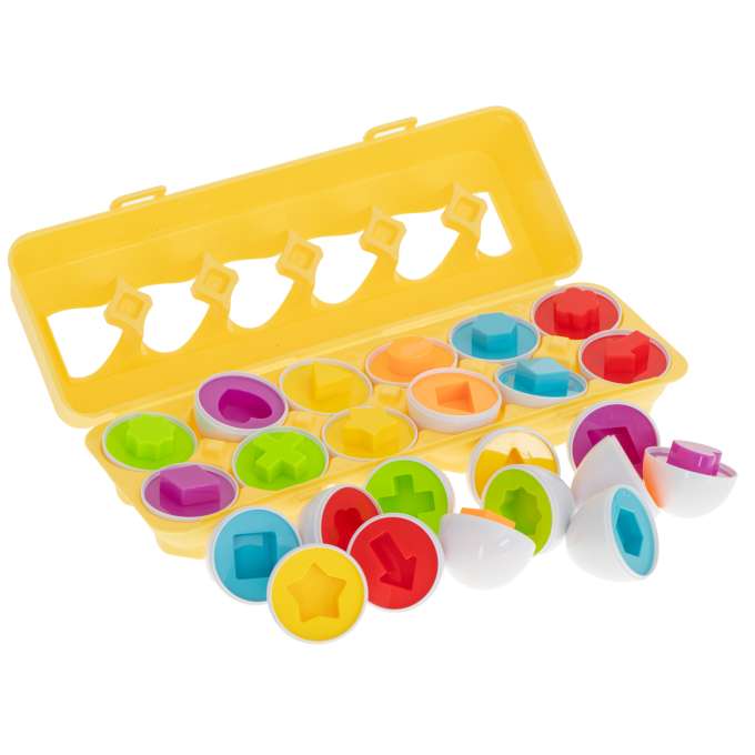 Puzzle klocki jajka 12 szt wytłaczanka  Montessori kształty i kolory 