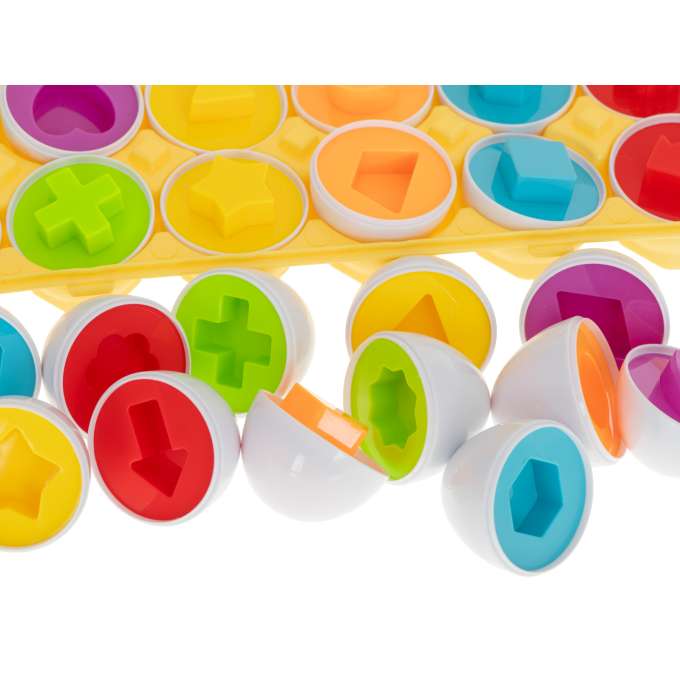 Puzzle klocki jajka 12 szt wytłaczanka  Montessori kształty i kolory 