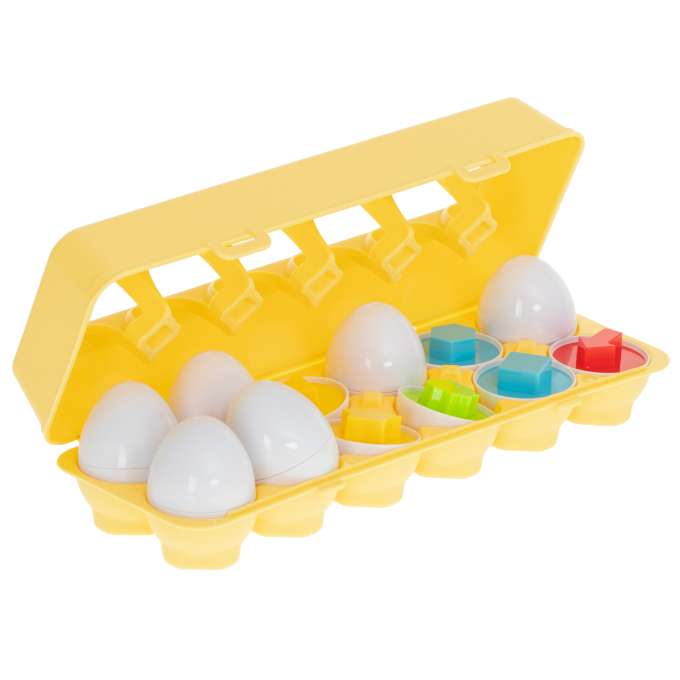 Puzzle klocki jajka 12 szt wytłaczanka  Montessori kształty i kolory 
