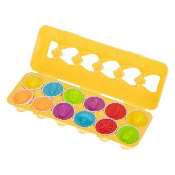 Puzzle klocki jajka 12 szt wytłaczanka Montessori owoce i warzywa