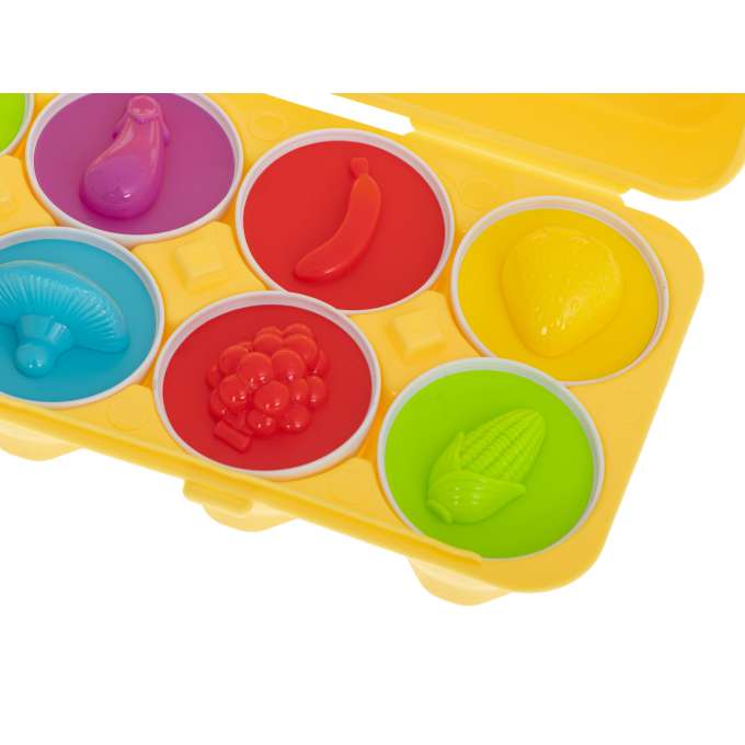 Puzzle klocki jajka 12 szt wytłaczanka Montessori owoce i warzywa