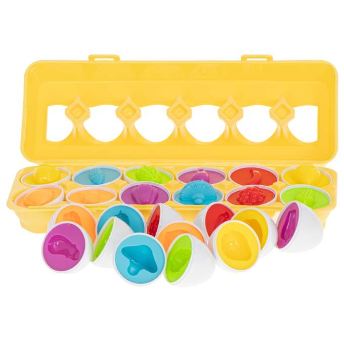 Puzzle klocki jajka 12 szt wytłaczanka Montessori owoce i warzywa