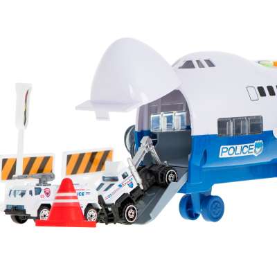 Samolot transporter z autami policja bok/przód