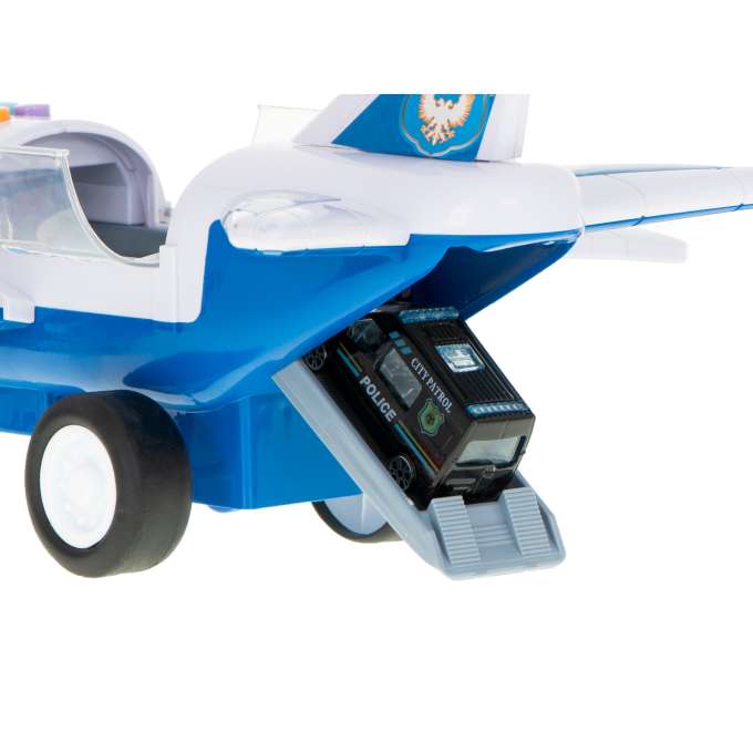 Samolot transporter z autami policja bok/przód