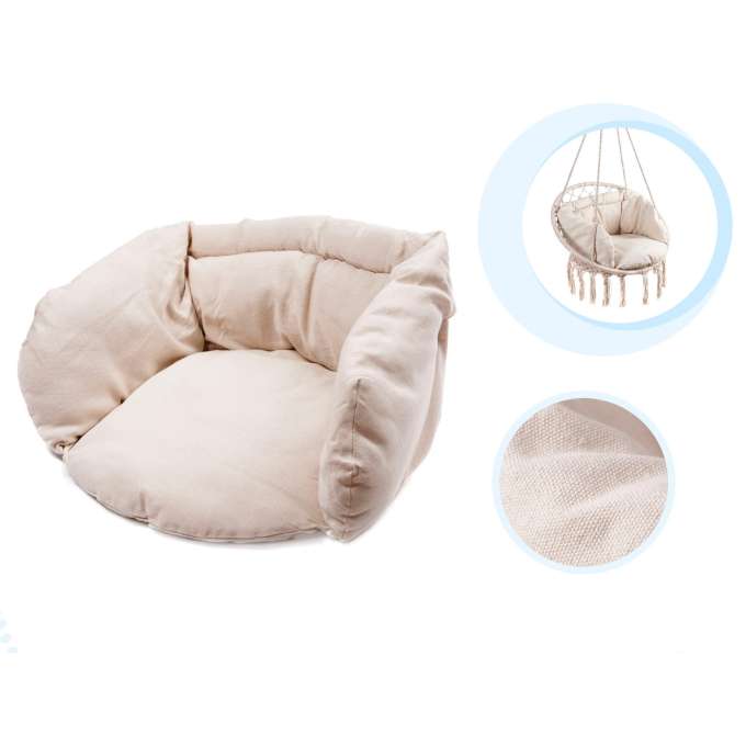 Stork's nest armchair swing with backrest ecru 80cm + cushions