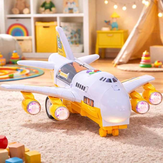 Transporter aircraft + 6 cars construction vehicles side/front