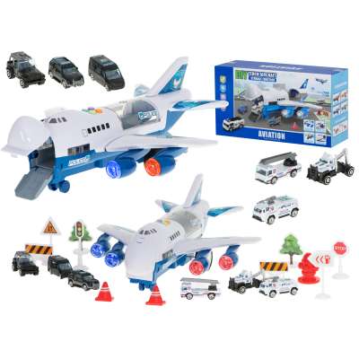 Transporter plane with cars police side/front