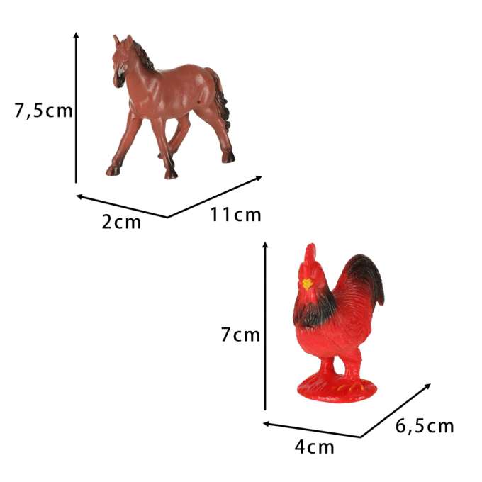 Figurines farm animals set cow horse 12pcs