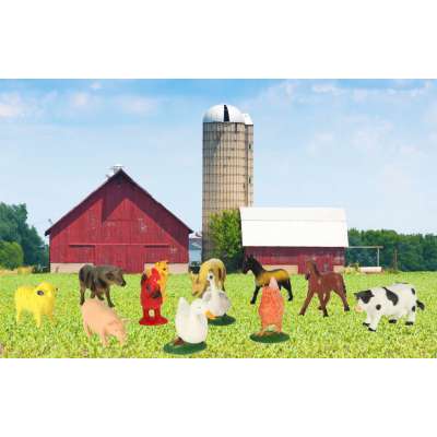 Figurines farm animals set cow horse 12pcs