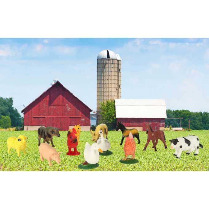 Figurines farm animals set cow horse 12pcs