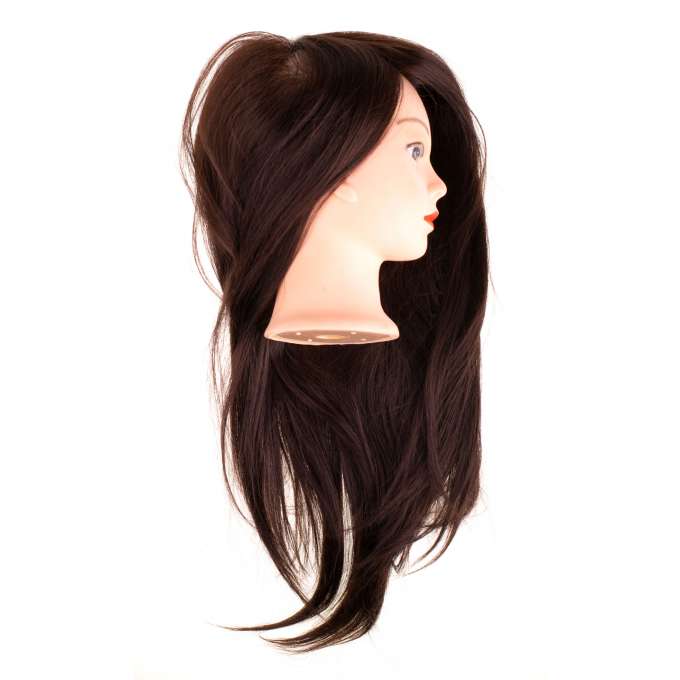 Hairdresser's training head with natural hair