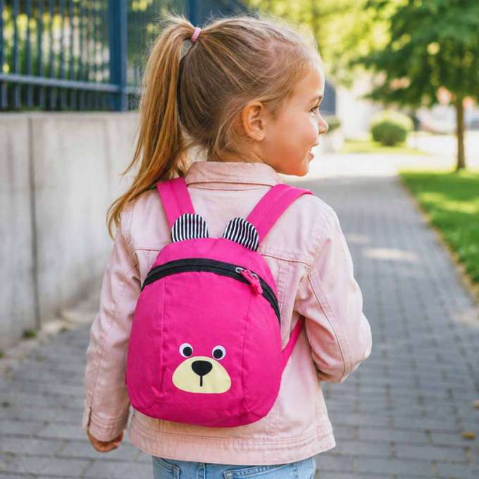 Kindergarten backpack children's backpack teddy bear pink