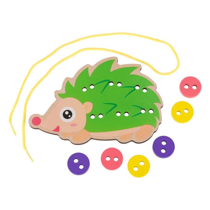 Educational set for learning to sew buttons hedgehog