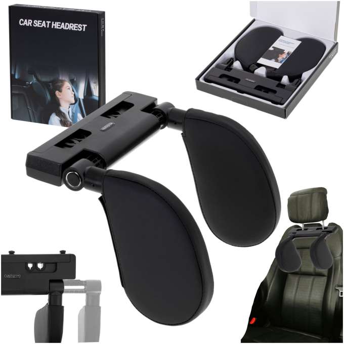 Head and neck adjustable car headrest black
