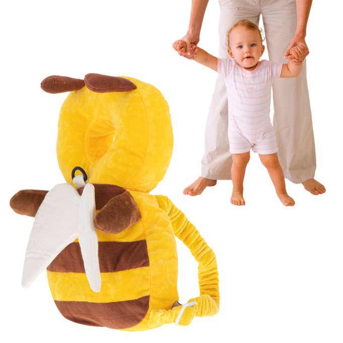 Head protection cushion for learning to walk backpack fall safety bee
