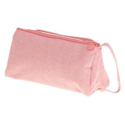 School pencil case double sachet cosmetic bag pink