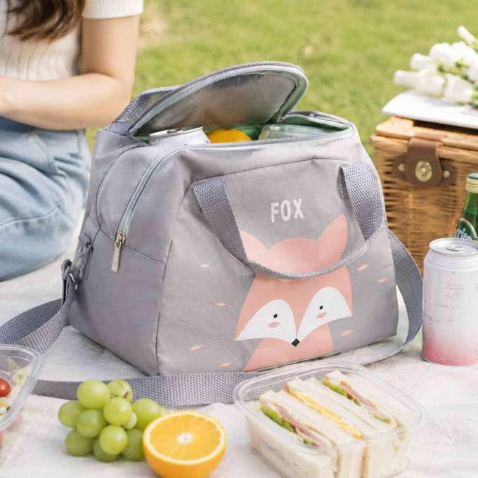 Thermal insulation bag breakfast lunch fox pink