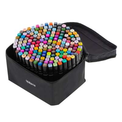 Double-sided alcohol markers in case 168 pieces