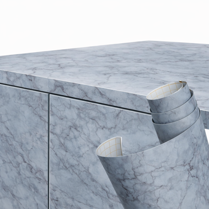Foil roll self-adhesive veneer wallpaper gray marble 1,22x50m