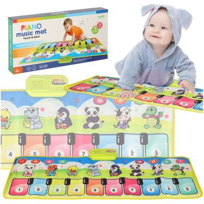 Interactive piano music mat with recording