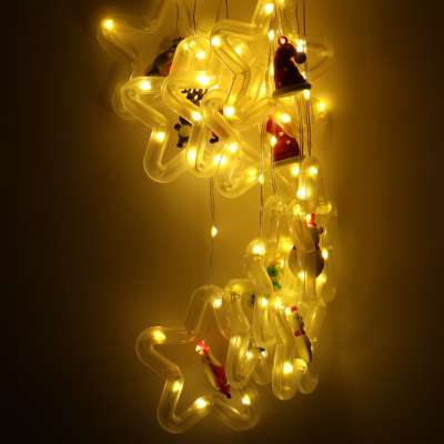 LED curtain lights with figures Christmas 3m 125LED 10 bulbs warm white mains supply