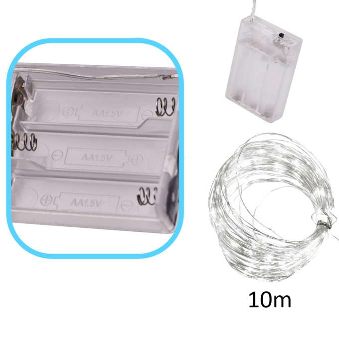 Lampki LED druciki dekoracyjne 10m 100LED zimny biały