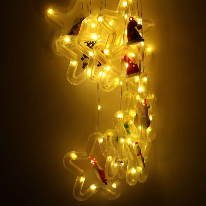 Lampki LED kurtyna z figurkami Boże Narodzenie 3m 125LED 10 żarówek ciepły biały zasilanie sieciowe