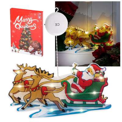 Lampki LED wisząca dekoracja świąteczna sanie mikołaja