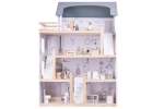 Wooden doll house + furniture 80cm white grey 4