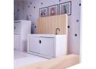 Wooden doll house + furniture 80cm white grey 6