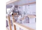Wooden doll house + furniture 80cm white grey 8