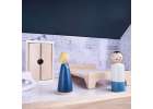 Wooden doll house + furniture 80cm white grey 9