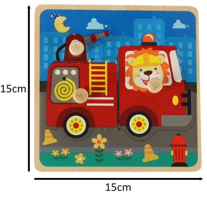 Wooden puzzle fire department