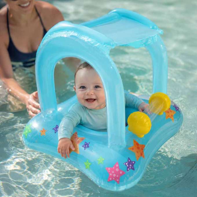 Baby swimming ring inflatable dinghy wheel with seat with canopy max 24kg 3 years old 72 cm