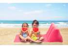 Beach mat beach lounger with backrest inflatable pink 7
